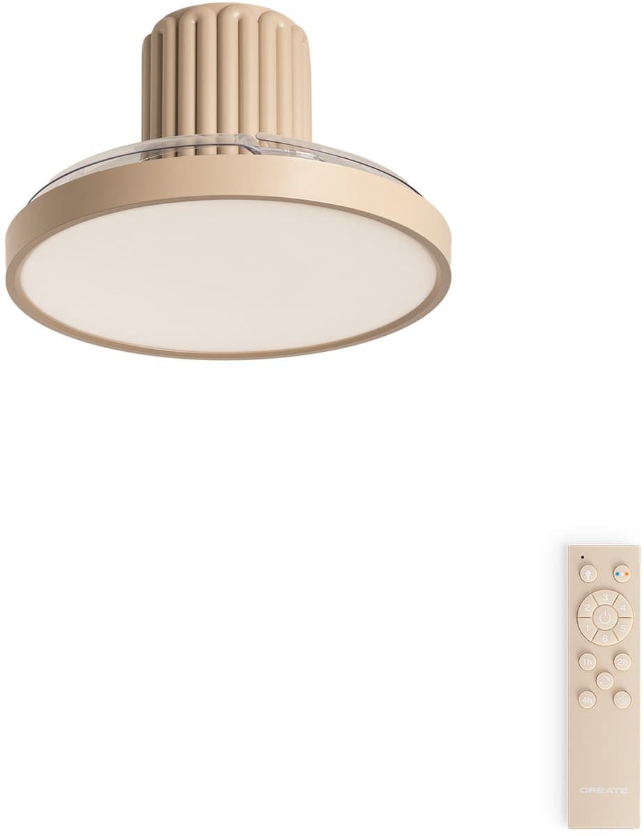 CREATE - Stille plafondventilator 40W Ø114 cm intrekbare bladen met licht - Zand - WIND CLEAR SCULPT — afbeelding 1