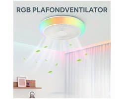 Moderne Plafondventilator met LED Verlichting – Bladeless Design – Inclusief Afstandsbediening – Dimbare Kleurtemperatuur – Omkeerbare Luchtstroom – Fluisterstil – Wit