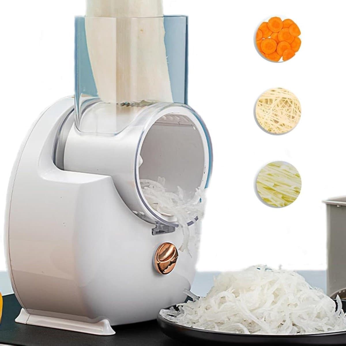 Elektrische Rasp - Keukenmachine Snijder - Groenten Voorbereiden - Eén Knop Bediening - 1.4 Kilogram - Zilver — afbeelding 1