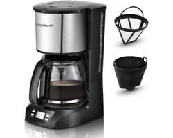 Aigostar Koffiezetapparaat 1.5L - Filterkoffie - met Glazen Kan - 12 Koppen - Koffiemachine - Warmhoudfunctie - Zwart/RVS