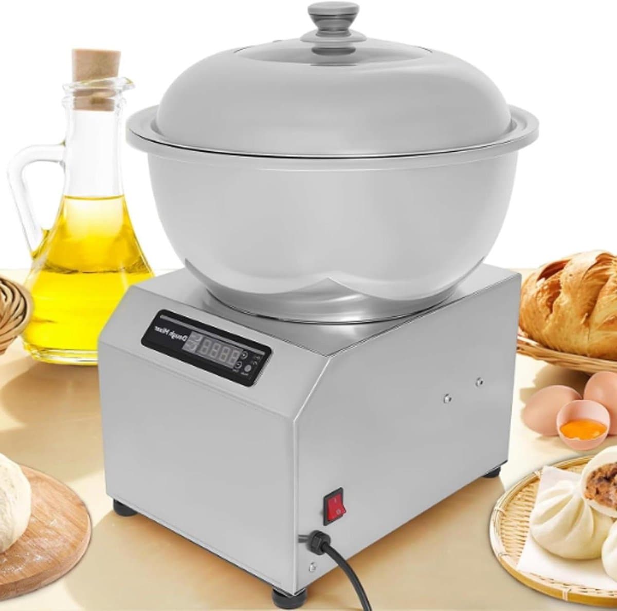 Deegmixer - Keukenmachine - Professioneel Koken - Dubbele Rotatie Spiraal - 5kg Capaciteit - Zilver — afbeelding 1