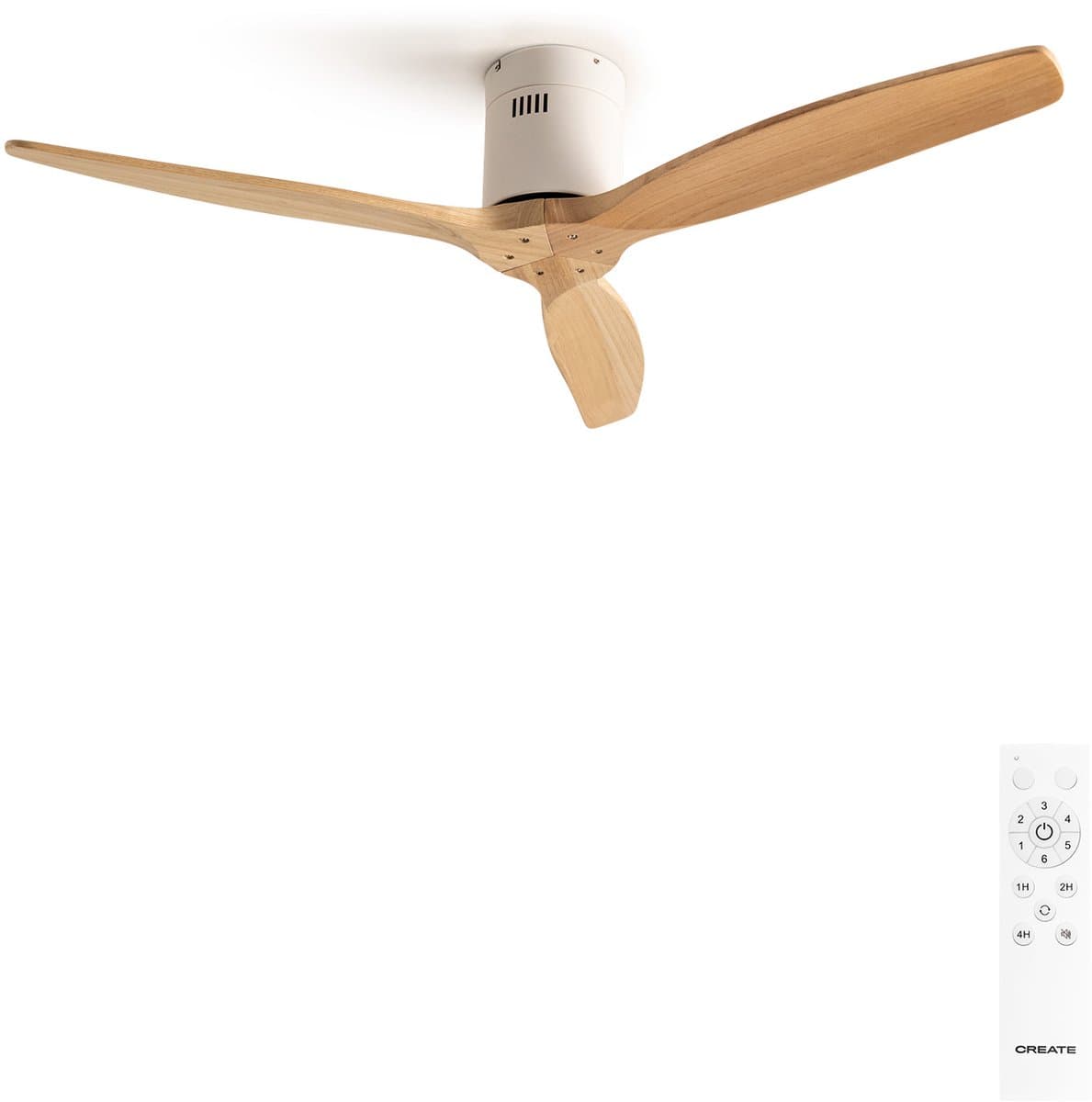 CREATE - Plafondventilator 40W silent Ø132 cm - Met Afstandsbediening - 6 Snelheden - Timer - Zomer/Winter functie - Wit- WIND CALM — afbeelding 1