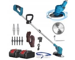 Accu Grasmaaier - 21V Elektrische Grasmaaier - Draadloze Grasmaaier met 2x6000mAh - 3 Messen & Verstelbare Hoogte - 900W Motor - Voor Tuin & Gazon