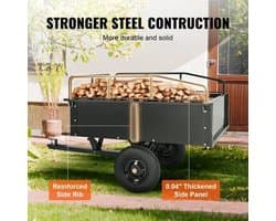 Tuinaanhangwagen - Utility Trailer - Dumpkar - Zwaar Uitgevoerd - met Afneembare Zijkanten - voor Rijden - Grasmaaier - Tractor - Ijzer - 200 x 76 x 76 cm - Zwart
