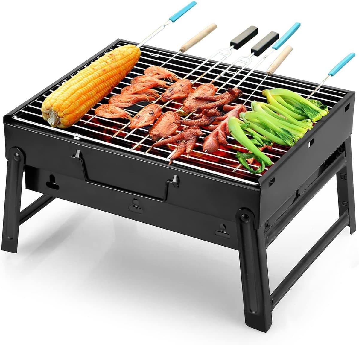 SMH LINE® Opvouwbaar Houtskool BBQ - Opvouwbare en Draagbare Barbecue - Incl. Vuurschaal en Grillrooster - 36x27x20cm (LxBxH) - Tafelbarbecue — afbeelding 1