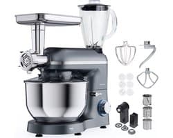 Keukenmachine multifunctioneel - Keukenrobot foodprocessor - Alle bereidingen - 15 accessoires - 6.2L kom - Grijs
