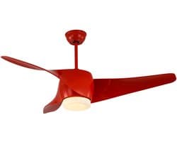 Plafondventilator met Verlichting - Retro - Rood - Ø 132 cm - Stille Motor <25dB - Dimfunctie - Plafond Ventilator met Verlichting - Plafondlamp met Ventilator