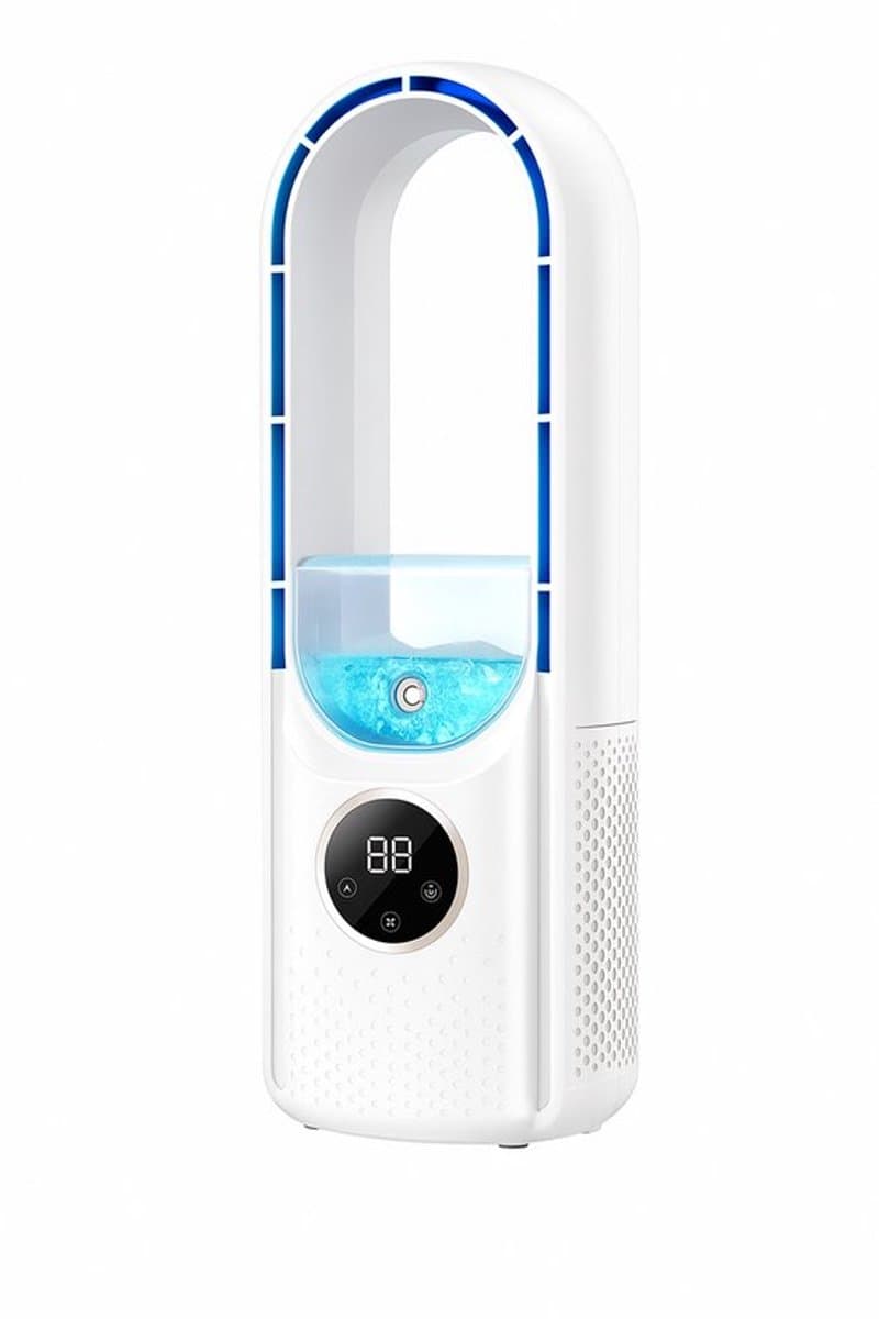 Velmio - Mini Airco - Elektrische Ventilatoren - Ventilator - Bladerloze Luchtkoeler - Mini Luchtbevochtiger - 6 Snelheden - Wit — afbeelding 1
