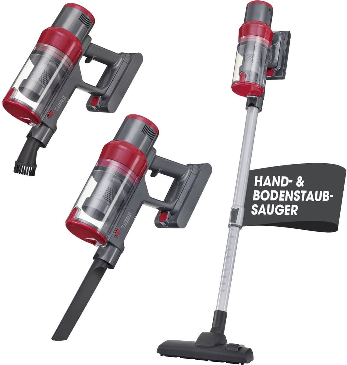 CLEANmaxx 2-in-1 accu-cycloonstofzuiger, draadloze hand- en vloerstofzuiger met sterke 22,2 V Li-ion accu, tot 38 minuten looptijd en 12 kPa zuigvermogen, EPA-11-filter en 800 ml capaciteit — afbeelding 1
