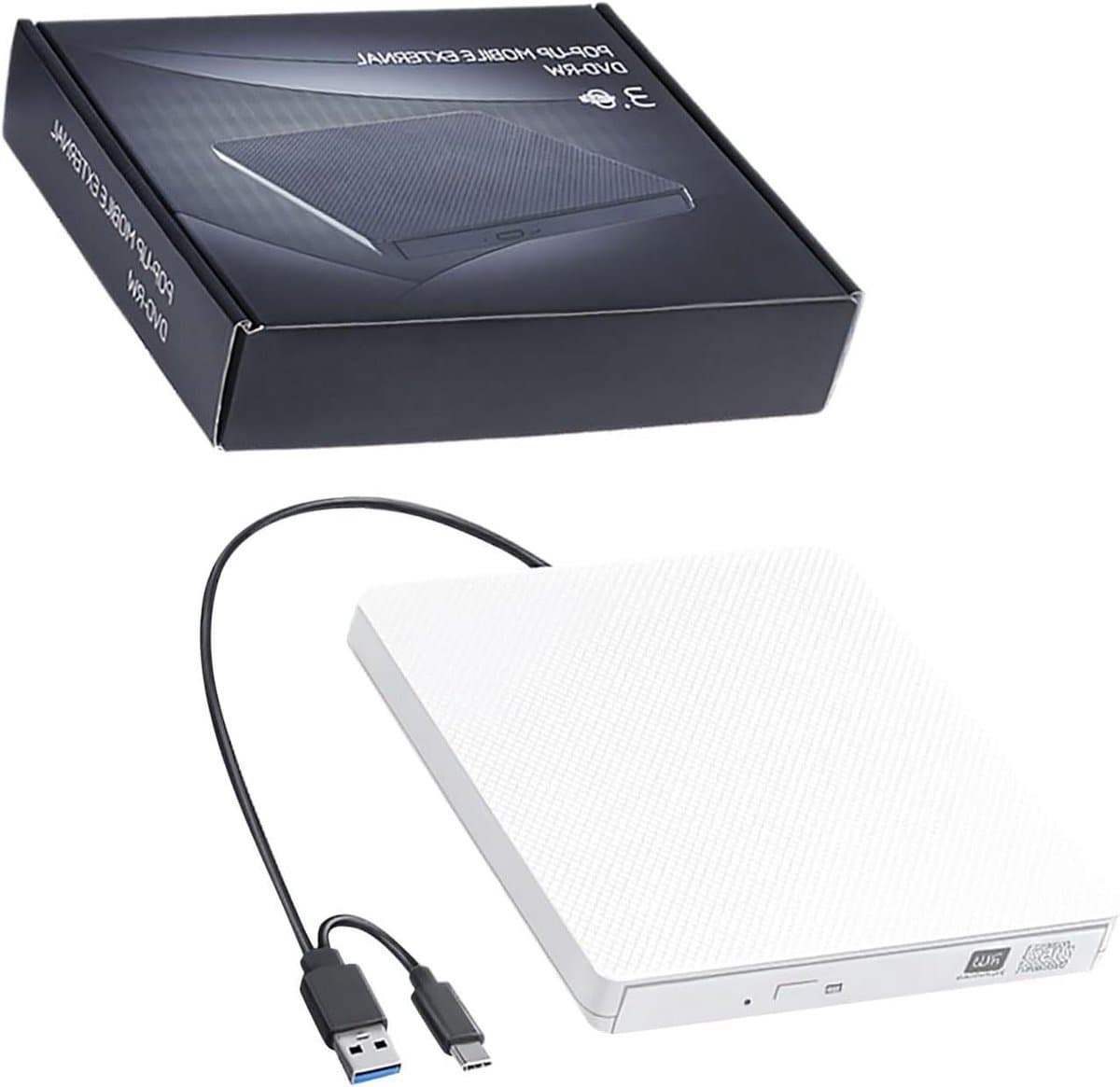 Externe Schijf - Schijfapparaat Lezer - Bestanden Overzetten - Plug en Play - 14x14x1.8 cm - Wit — afbeelding 1