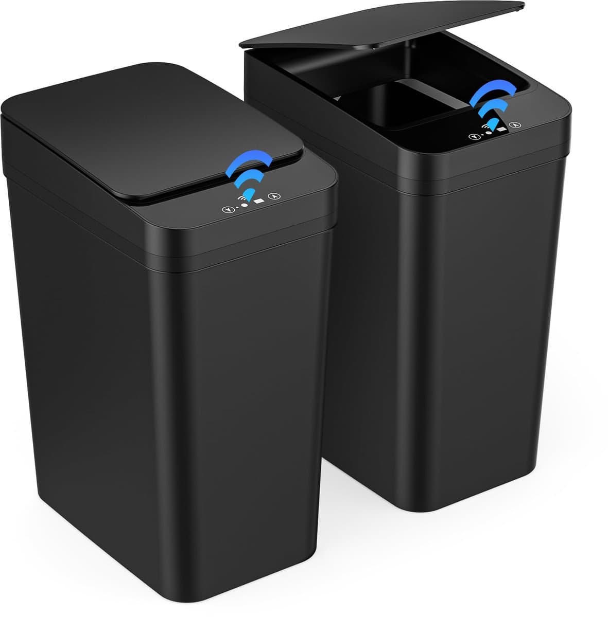 Prullenbak met Sensor - Automatische Deksel - 12 Liter - 3 Bedieningsmodi - Stil en Waterbestendig - Set van 2 — afbeelding 1