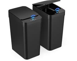 Prullenbak met Sensor - Automatische Deksel - 12 Liter - 3 Bedieningsmodi - Stil en Waterbestendig - Set van 2