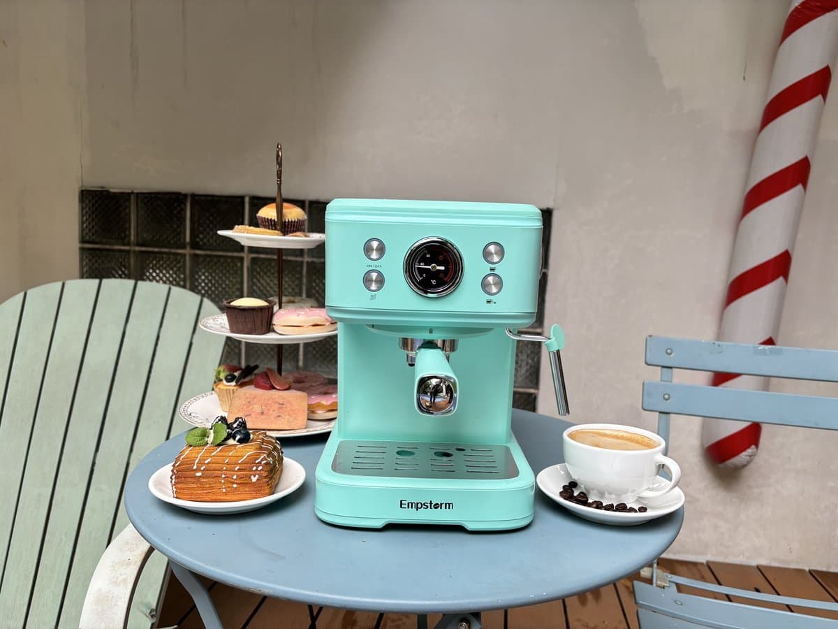 Volautomatische koffiemachines 2-in-1 ontwerp Espressomachine - 20 Bar - Capsule & Koffiepoeder Compatibel - ingebouwde melkschuimerMelkschuim - Blauw — afbeelding 1