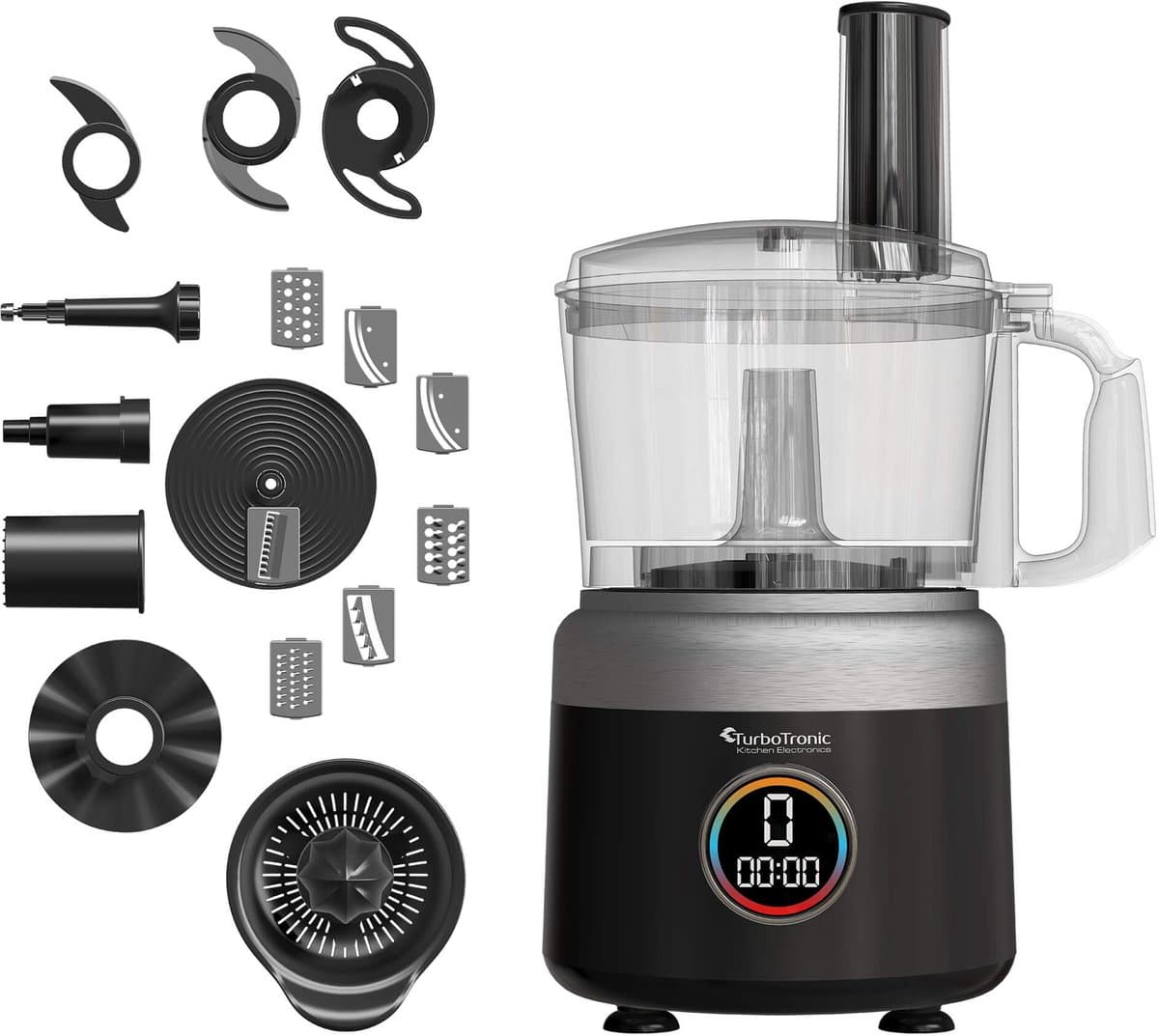 TurboTronic FP700 Foodprocessor - Keukenmachine - 1.2 Liter - Keukenrobot - 1900W - Zwart — afbeelding 1