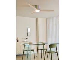 CREATE - Stille plafondventilator 100% hout 40W (Ø132cm) - Met licht LED - Afstandsbediening - 6 snelheden - Programmeerbaar - WIND CALM CUSTOM WOVEN