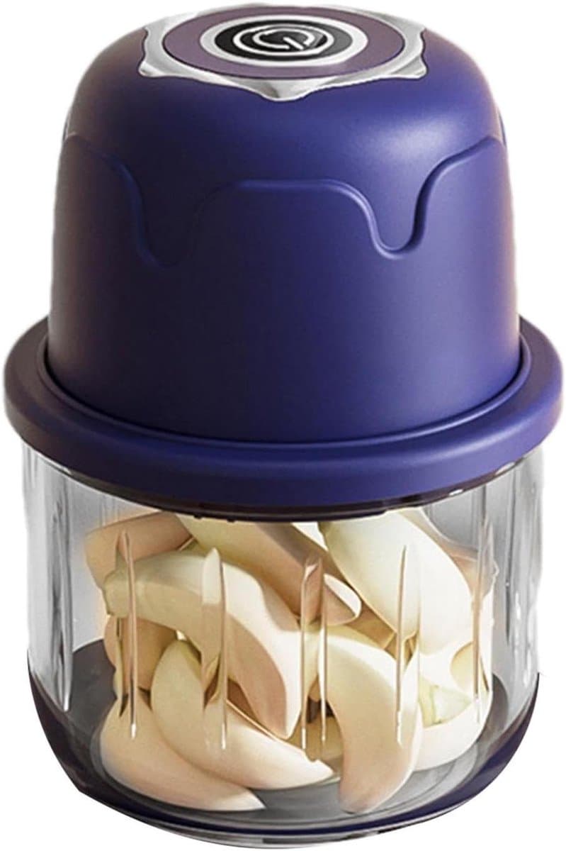 Elektrische Hakmolen - Draadloze Keukenmachine - Snel Ingrediënten Snijden - Draagbaar USB Oplaadbaar - 350 ml Capaciteit - Blauw — afbeelding 1
