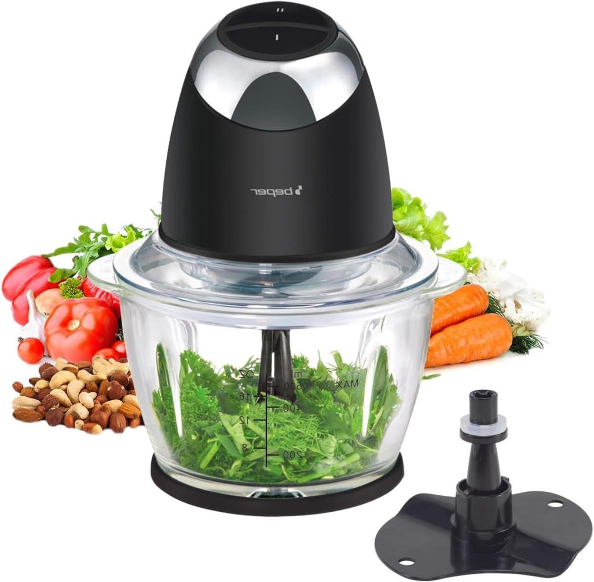 Keuken Chopper - Mini Hakker - Ingrediënten Voorbereiden - 2 Snelheden - 500ml Reservoir - Zwart — afbeelding 1