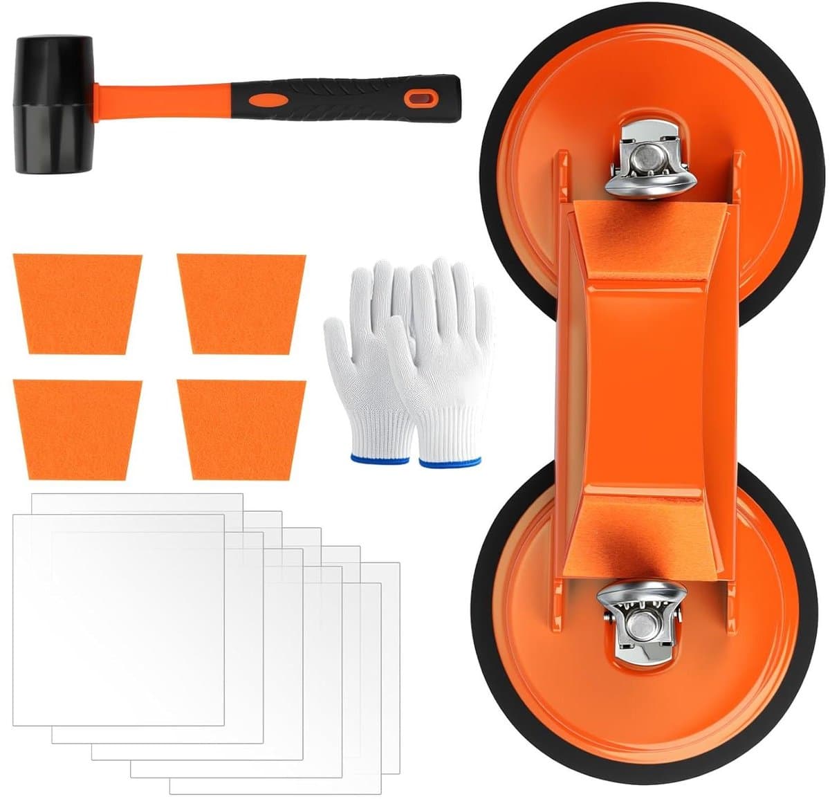 Zuigheffer Glaszuiger - Vacuümlifter Tegel Lifter - Glas Platen Vervoeren - Duurzaam Robuuste Constructie - 1750 gram - Oranje — afbeelding 1