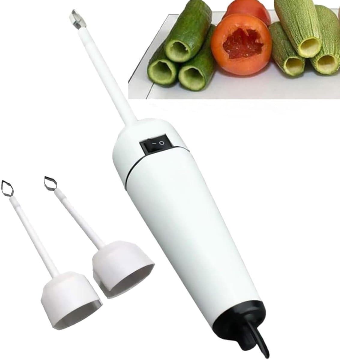 Elektrische groenteboor - Fruitgraver - Moeiteloos koken - Instelbare snelheid - 9 Centimeter - Wit — afbeelding 1