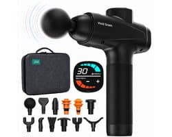 Vivid Green - Pro Massage Gun 12 Accessoires - Apparaat - Sport en Relax Massage - Draadloos � Professioneel - 12 mm - 2500 mAh � Zwart
