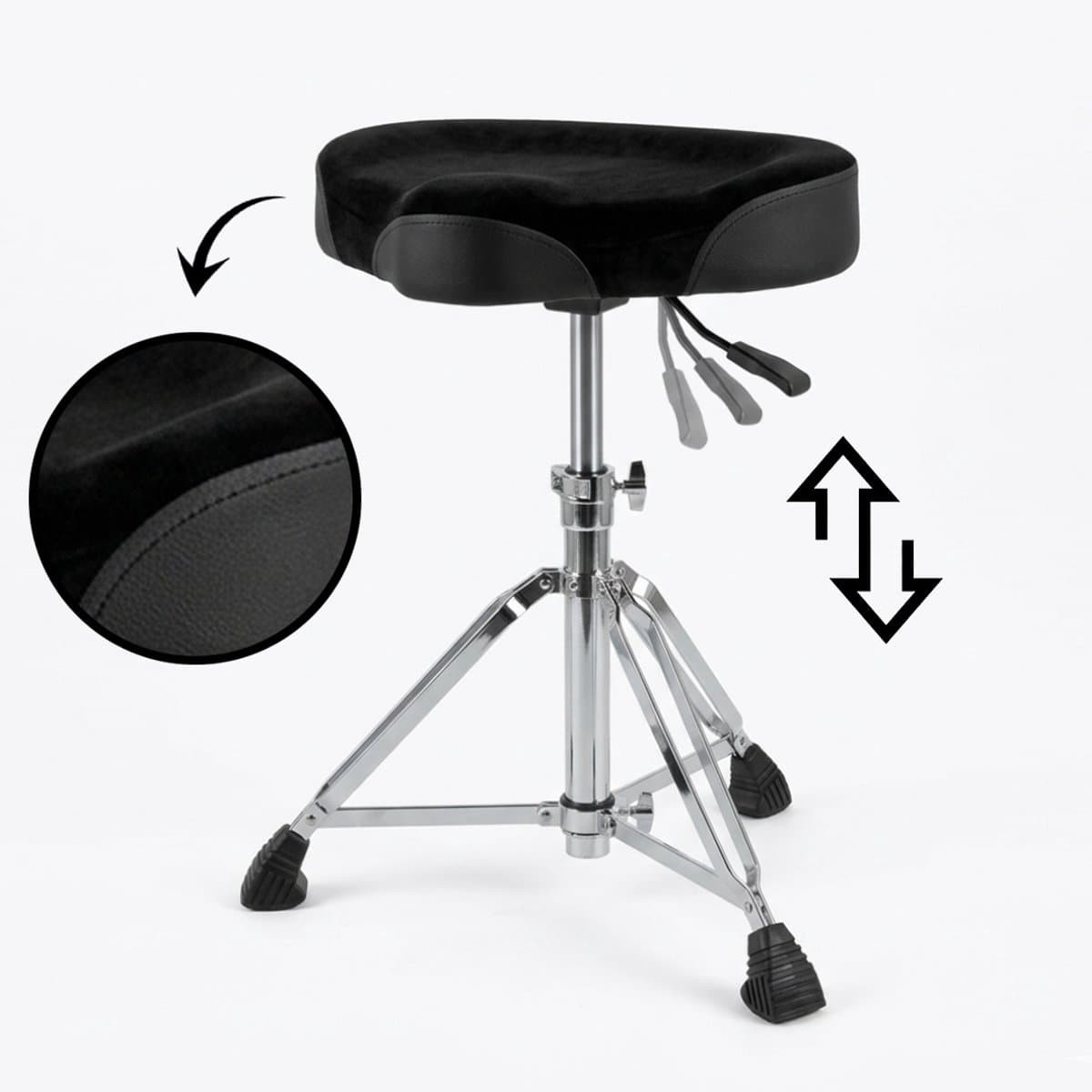Drumkruk Hydraulisch Zadelvorm - Verstelbaar - Traagschuim - Drumstoel voor Elektrisch & Akoestisch Drumstel — afbeelding 1