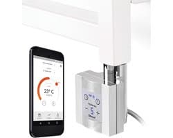 Verwarmingspatroon voor badkamerradiator met app-besturing - Elektrisch verwarmingselement voor handdoeken - 1000 Watt Chroom