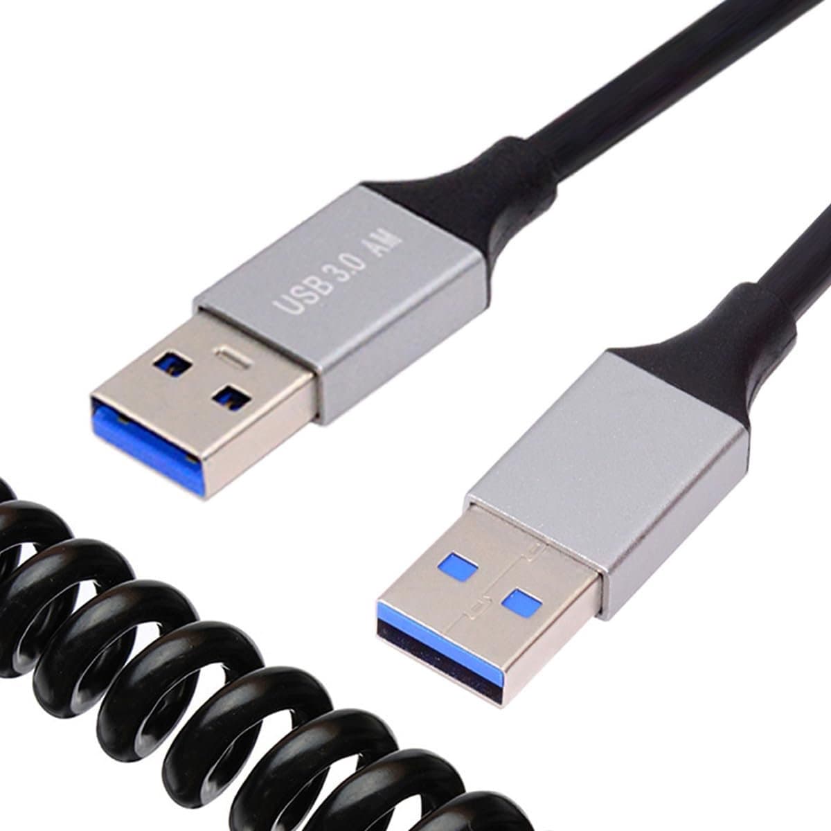 USB 3.0 Type-A naar USB-A Spiraalkabel Verlengkabel 100cm OTG voor Externe Harde Schijf en Camera — afbeelding 1