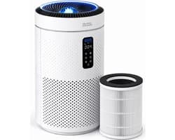 BLANC SQUARE Luchtreiniger PRO - Air Purifier met HEPA 13 + Koolstoffilter + UV-Desinfectie - CADR 400m³/h 100m² - Filtert Pollen, Geurtjes en Stof - Automatisch + 3 Standen - Luchtkwaliteitsindicator - Clean Air