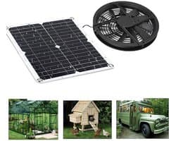 Ventilator - Zonne-energie Ventilator - 25cm 15W zonne-afzuigventilator - Zonnepaneel Afzuigventilator Kit - Voor Keuken, Kas & Huisdieren - Binnen & Buiten Gebruik - IP65 - Voor Kleine Kippenhokken, Kassen, Loodsen, Huisdierhuizen