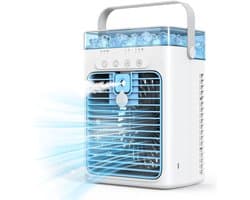 SNJY® Mobiele Airco Zonder Afvoer - Mobiele Airco voor Slaapkamer - Luchtkoeler - Aircooler - 2 Bevochtigingsniveaus - 3 Windsnelheden - 1L - Wit/Blauw