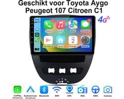 JUNSUN Plug & Play Draadloos Carplay & Android Auto Autoradio - Geschikt voor Toyota Aygo Peugeot 107 Citroen C1 - Android 15 - 8+256GB - GPS-Navigatiesystem, Bluetooth, WIFI & 4G, RDS, FM, 10,1-inch Touchscreen, DSP + EQ, DAB+, Octa-core processor