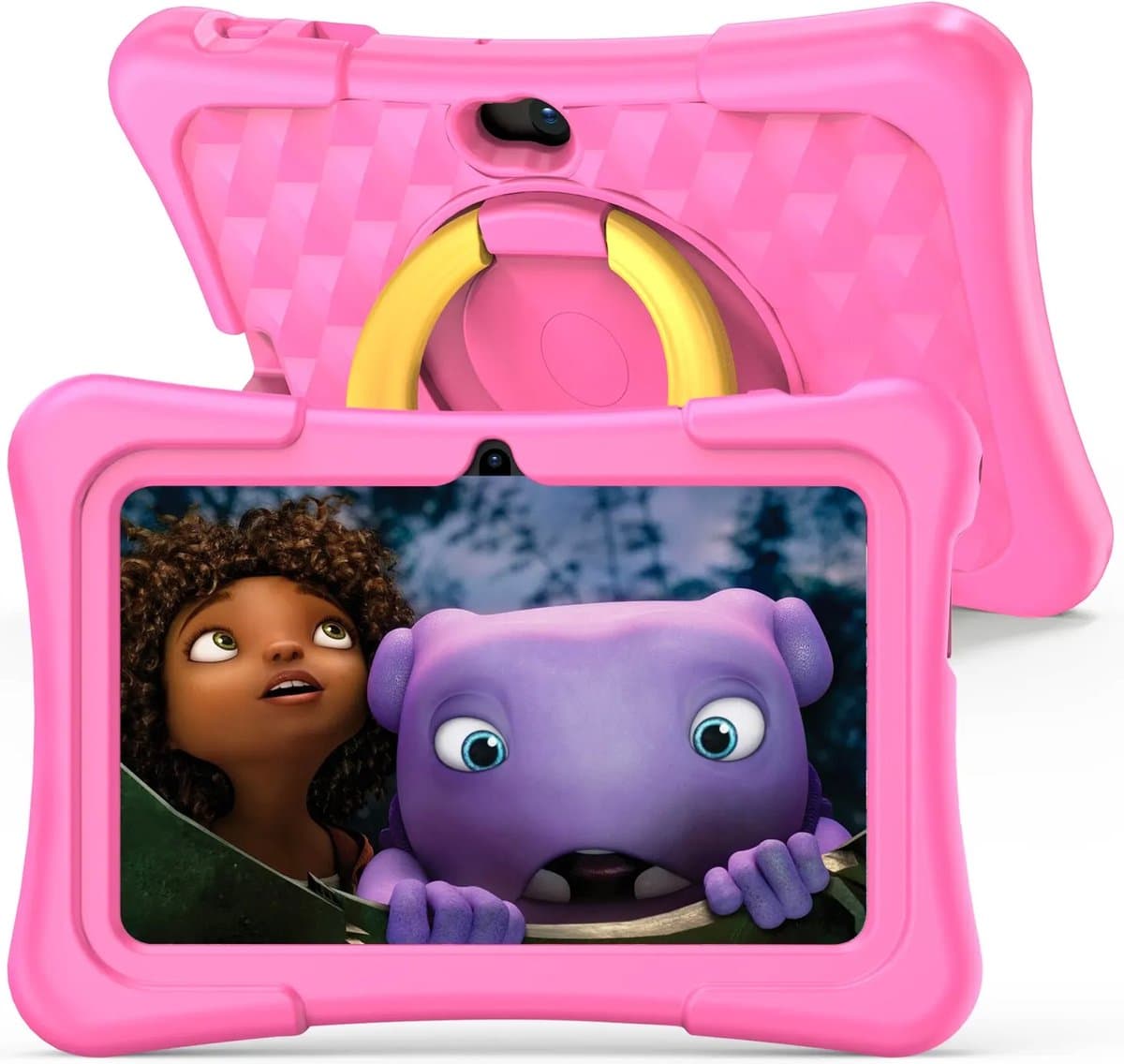 Elementkey Ai-Kids Max – 7 Inch KinderTablet – 32GB Intern + 64GB Micro SD – Voor En Achtercamera – Android 13 - IPS-scherm – 2GB RAM - SIM – WiFi 6 - Roze Hoes — afbeelding 1