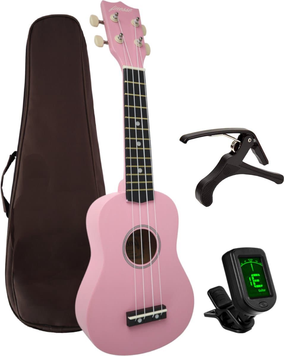 Finesse Ukelele - Starterset - 21" - Ukulele - Kind - Muziekinstrument - Roze — afbeelding 1