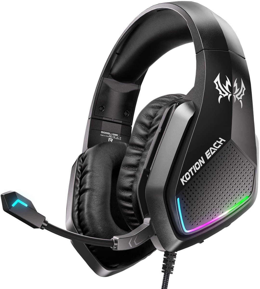 KOTION EACH G5000 Gaming Headset - Over-ear Koptelefoon met Microfoon - RGB Verlichting - Geschikt voor Nintendo Switch,PS5, PS4, Xbox Series X|S, Xbox One, Mobile & PC - Zwart — afbeelding 1