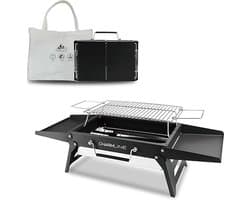 Opvouwbare Houtskool BBQ Grill – Compacte Draagbare Barbecue 34×23 cm – Camping Grill voor Strand, Picknick en Tuin – Stalen Mini BBQ voor 3 Personen