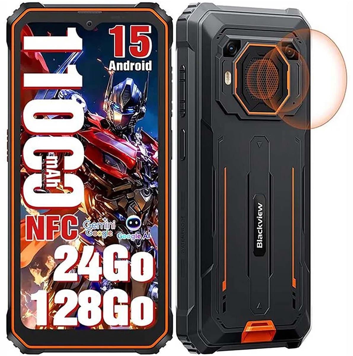 Blackview BV6200 Plus Robuuste Smartphone 4G - 24GB RAM - 128GB - 6,56 inch - 11000mAh - IP68/IP69K Outdoor telefoon - Dual SIM - Android 14 - NFC - GPS - Oranje — afbeelding 1