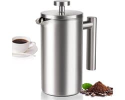 Franse pers koffiezetapparaat 12 oz - 1-2 kopjes capaciteit - Roestvrij staal, Elegant ontwerp voor thuis en camping