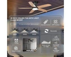 Dimbare Inbouw Plafondventilator met Afstandsbediening en Verlichting - Ideaal voor Slaapkamer, Keuken en Woonkamer