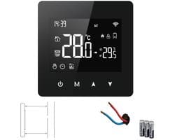 Thermostaat | Zigbee Touchscreen Opbouw voor Aan/Uit CV | Tuya Smart Life app | Open raam detectie | Zwart