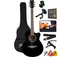 Finesse Akoestische Gitaar - met Videocursus - 4/4 40" - Western Gitaar - Gitaar Kind & Volwassenen - Zwart