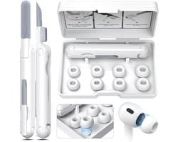 YONO Oordopjes Set met Cleaner Kit voor Airpods Pro - 4 Paar Vervangende Siliconen Ear Tips - Schoonmaakset - Wit
