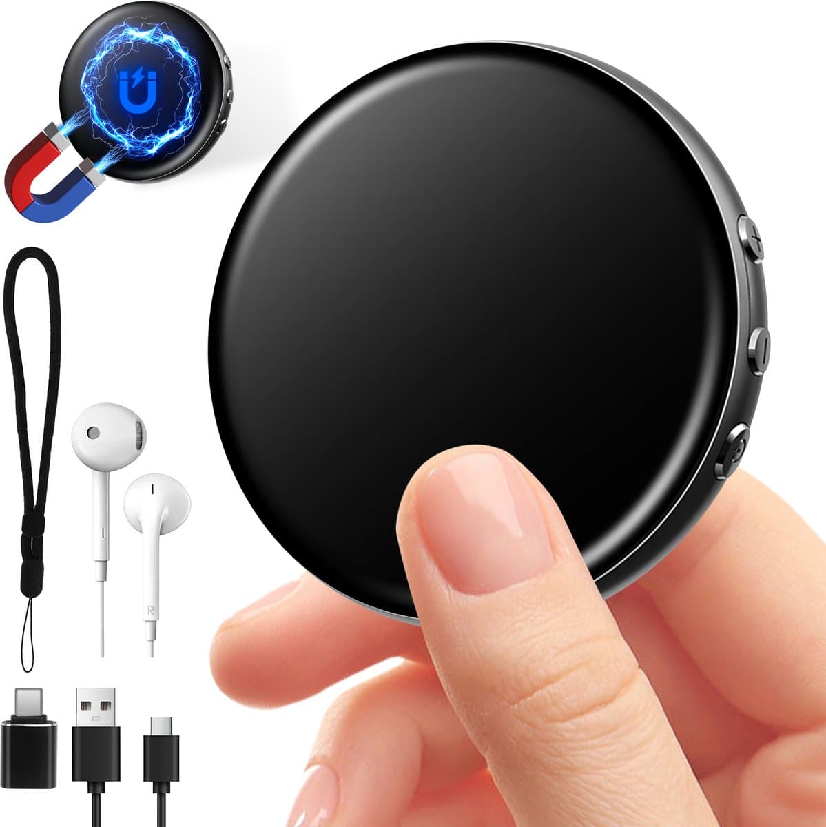 64GB Magnet Spraakrecorder met Rauschonderdrukking- Voice Recorder Digitaal - Mini, 1536Kbps Duidelijk Geluid voor Vergaderingen Interviews - Spy Recorder - Afluisteren & Opnemen — afbeelding 1