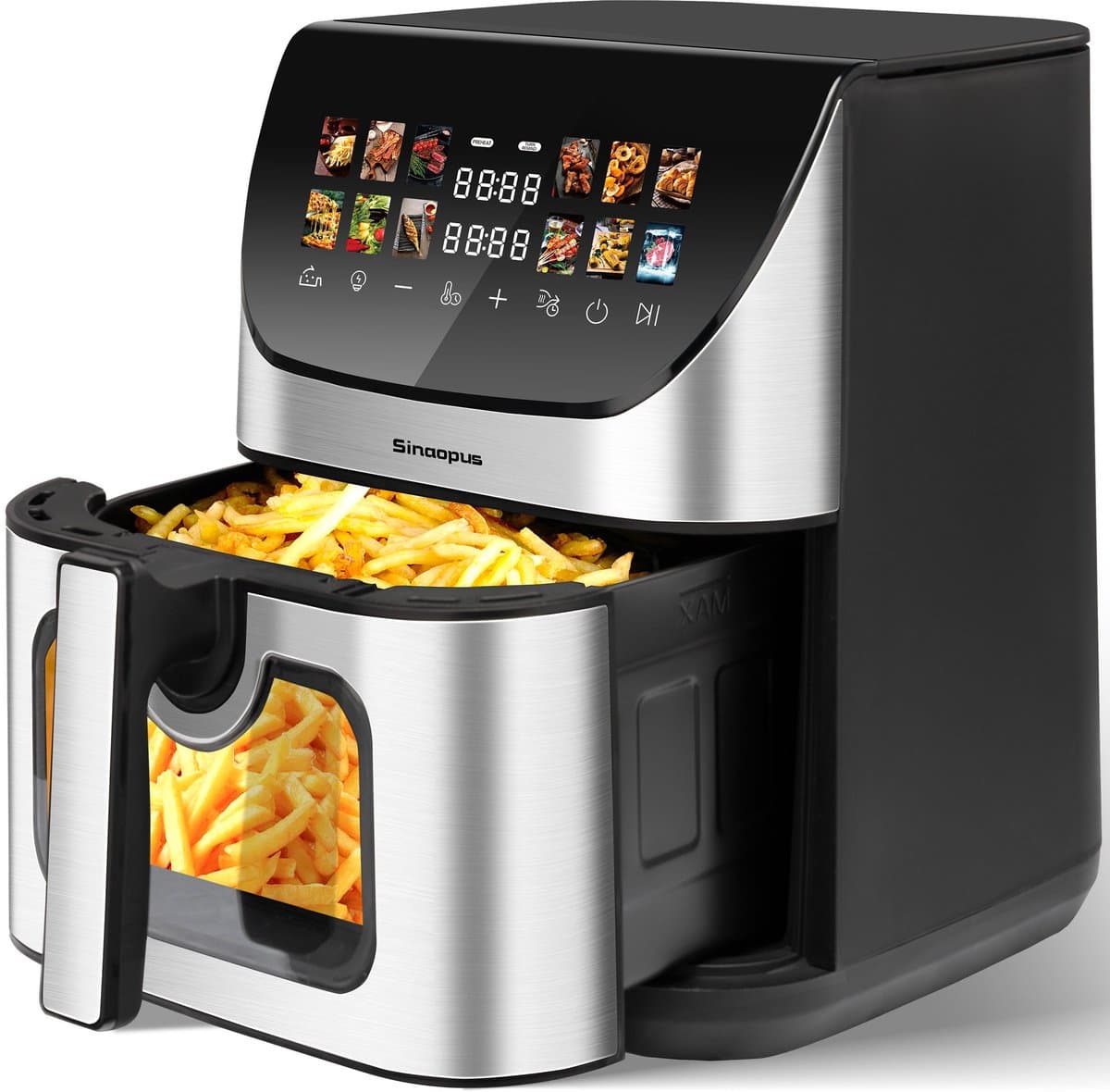 Airfryer XXL - 8.5 Liter - Met Kijkvenster - Digitale Heteluchtfriteuse - 12 Programma's - Kleuren Touchscreen - 1800W - Zwart — afbeelding 1