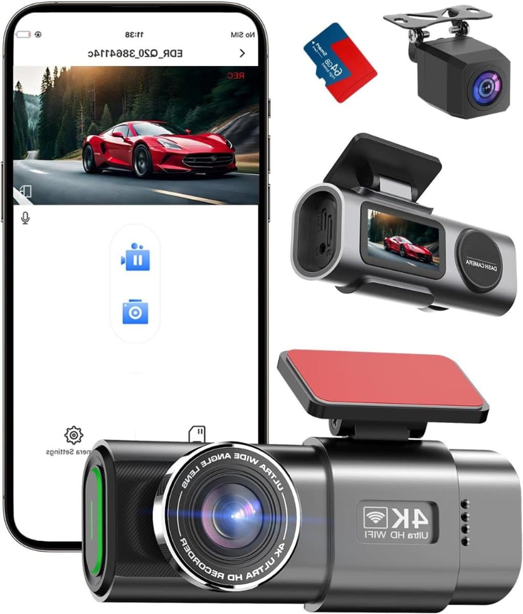 Aura® Dual Dashcam - Voor en Achter Camera – Auto Camera Met Nachtzicht – Zwart - 3cm x 6cm x 3cm — afbeelding 1
