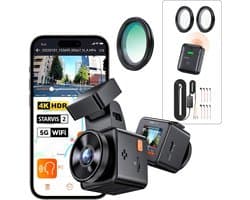 VANTRUE Element 1 Pro 4K Mini Dash Cam Voorkant, STARVIS 2 Plate Pix™ HDR Nachtzicht Autocamera, 5G WiFi GPS, 1,54'' scherm, LTE,Spraakbesturing, 24H Gebufferde Parkeermodus【Gratis bij aankoop: 40mm CPL-filter*2 +VP05 Hardwire Kit +Afstandsbediening】