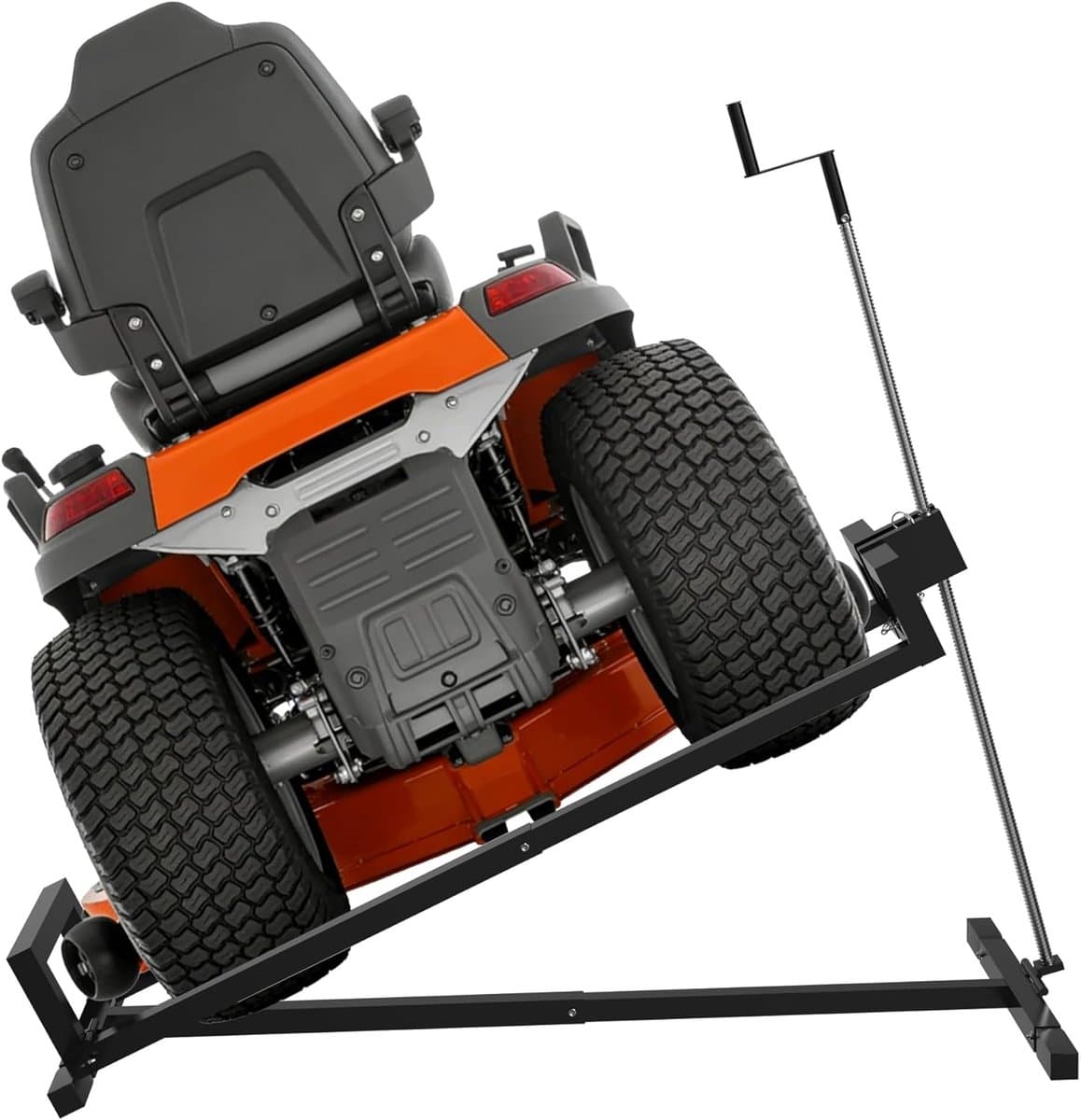 Stalen Grastractor Lift - Opvouwbare Grasmaaier Lift - 45° Kanteling - Verstelbaar Liftplatform Met Handkruk - Handmatig Hefapparaat - Maximaal Belasting 400 kg - Voor Grastractor En Zitmaaier - Zwart - NAIZY — afbeelding 1