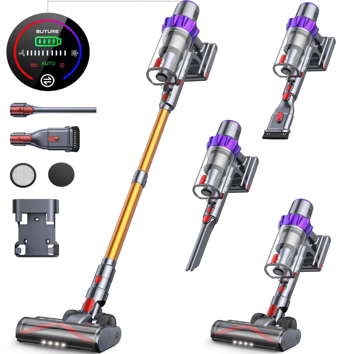 Rolu Steelstofzuiger – Steelstofzuiger Draadloos – Extreem Krachtig – 48 Kpa – Gebruik Tot 55 Minuten – HEPA Filter – 1.5 Liter Stofreservoir – 3 Standen — afbeelding 1