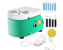 Elektrische pottenbakkersmachine - Keramiek wiel - Kunst maken - Krachtige 350W motor - 25 cm schijf - Groen
