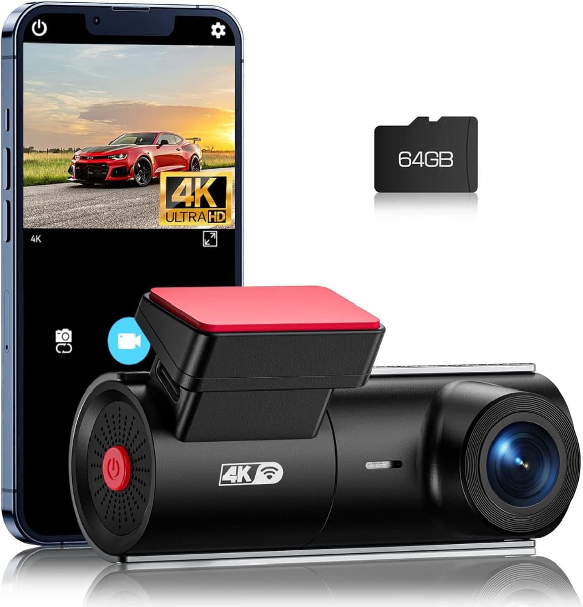 TopChoice® Dashcam voor de Auto - Autocamera - Rijrecorder - 64G SD-Kaart - Zwart — afbeelding 1