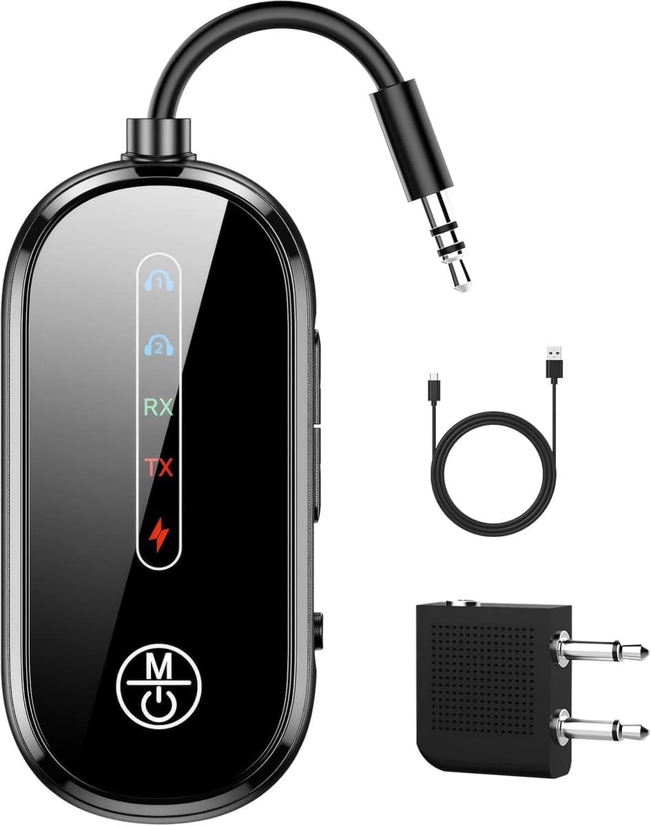 Bluetooth Receiver - 2-in-1 transceiver - Bluetooth 5.4 Zender en Ontvanger - 2-in-1 Audio Adapter - Bluetooth Transceiver - 5.4 draadloze vliegtuigadapter - 3,5 mm AUX - Geschikt voor TV, Laptop, Auto, Tablet & Vliegtuig — afbeelding 1